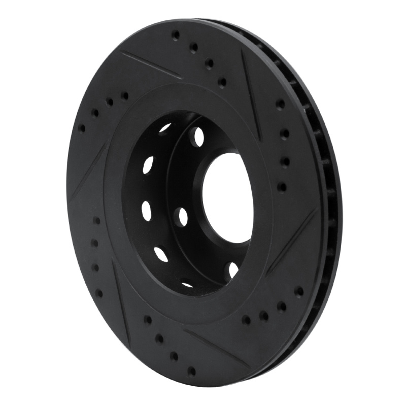 Audi A6 Brake Rotor (1) - Rear Left - R1 Concepts - Drilled & Slotted - Black - `99-`05